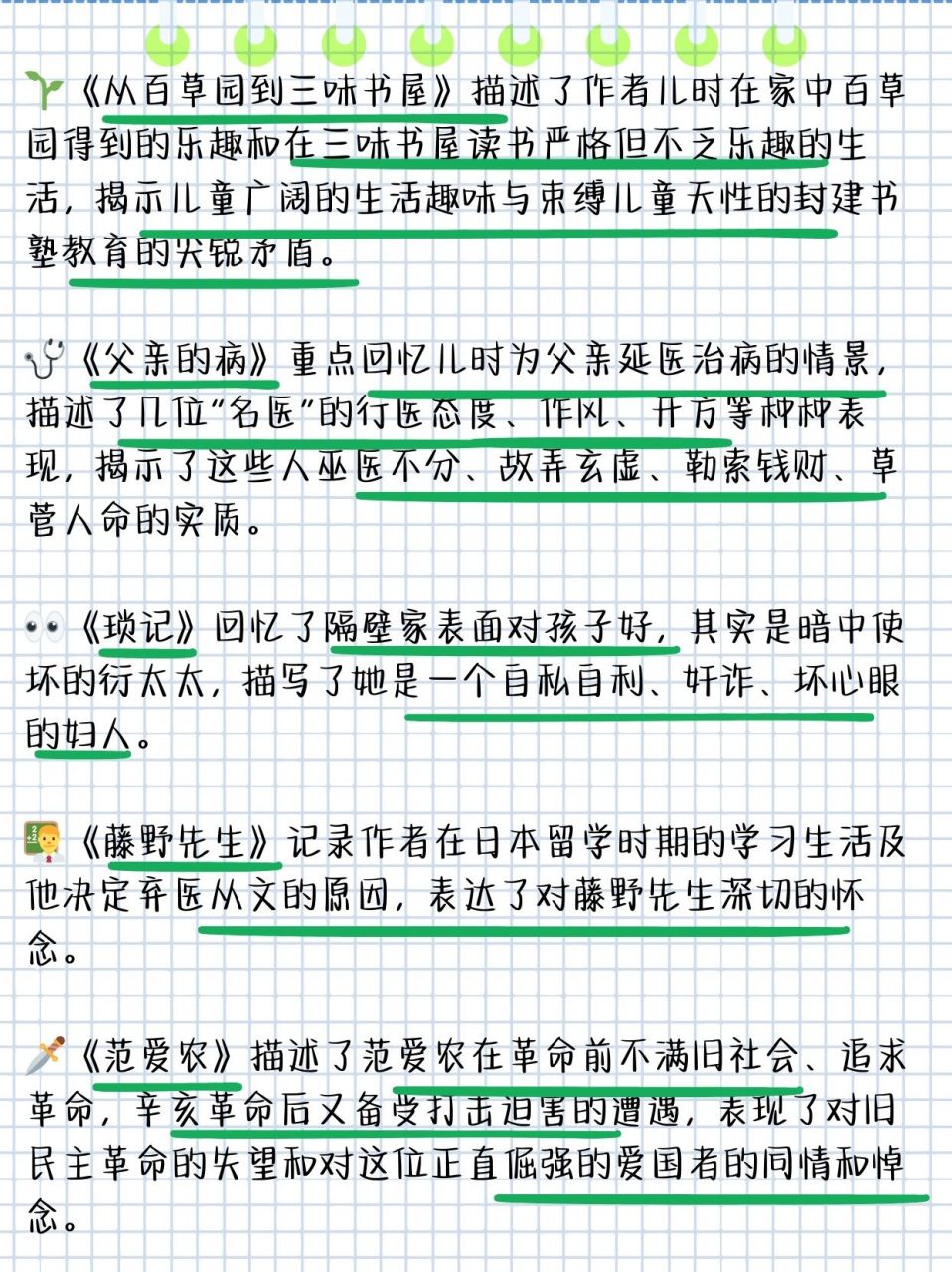 《朝花夕拾》十篇内容精炼概括!