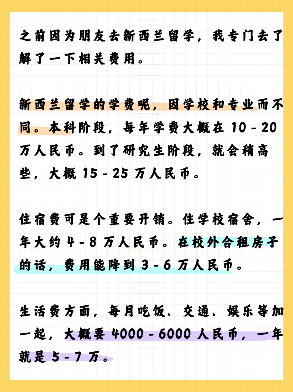 新西兰留学一年费用多少人民币的简单介绍