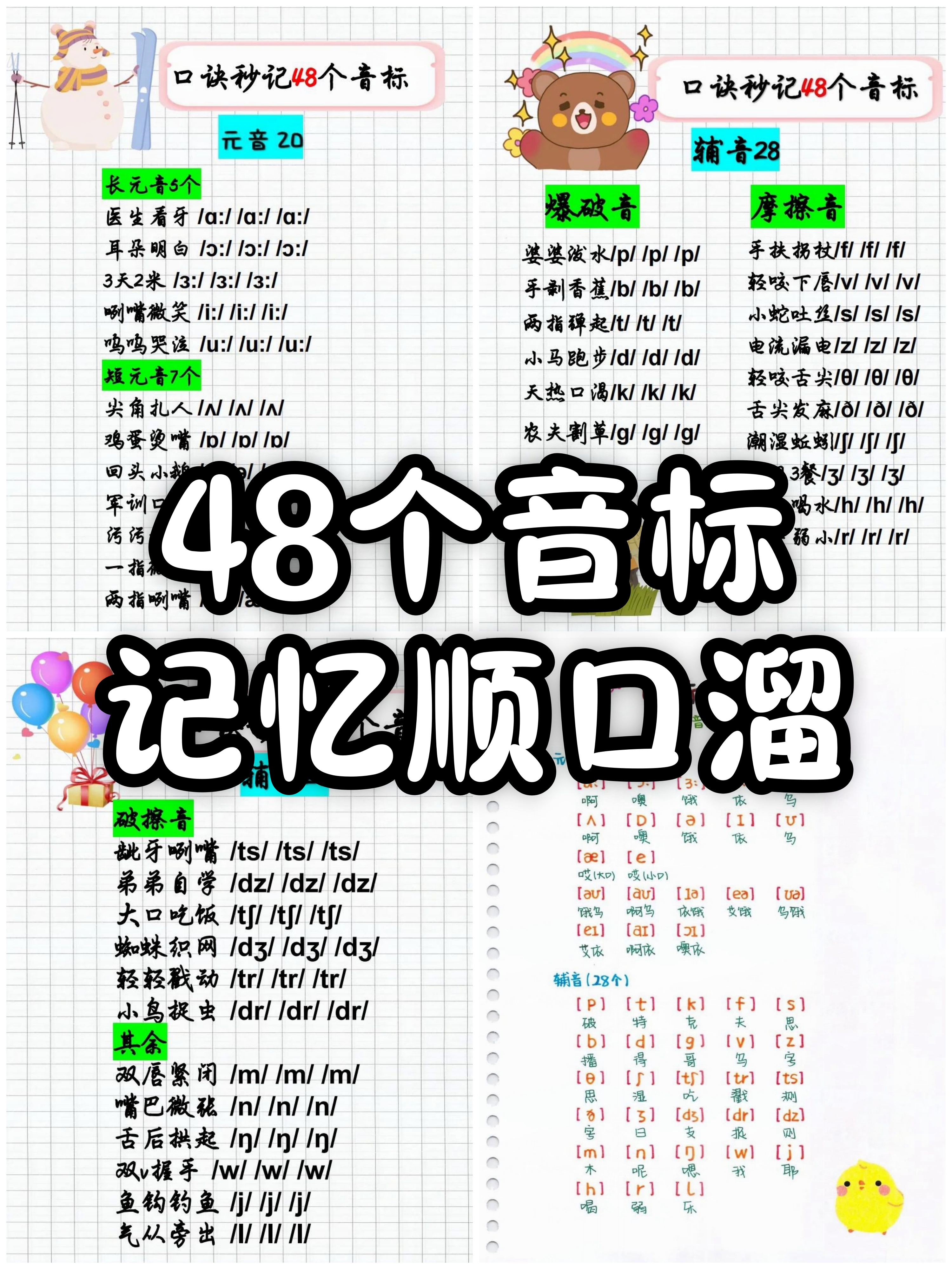 48个音标表图片 中文版图片