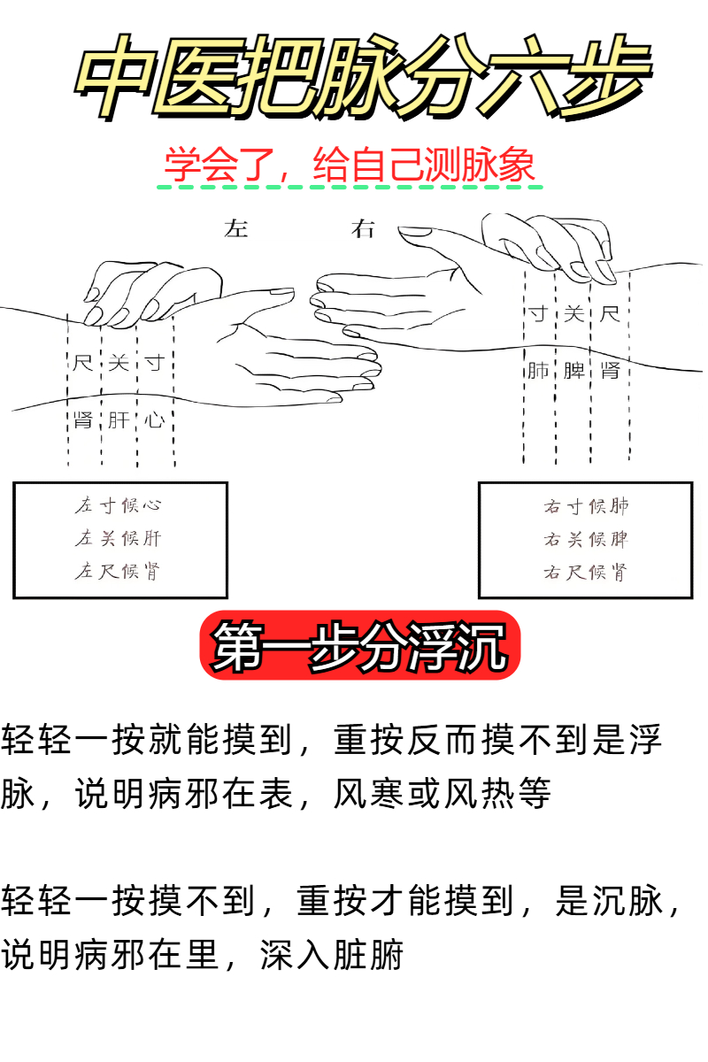 中医把脉分六步,简单易懂,学会了给自己把把脉!