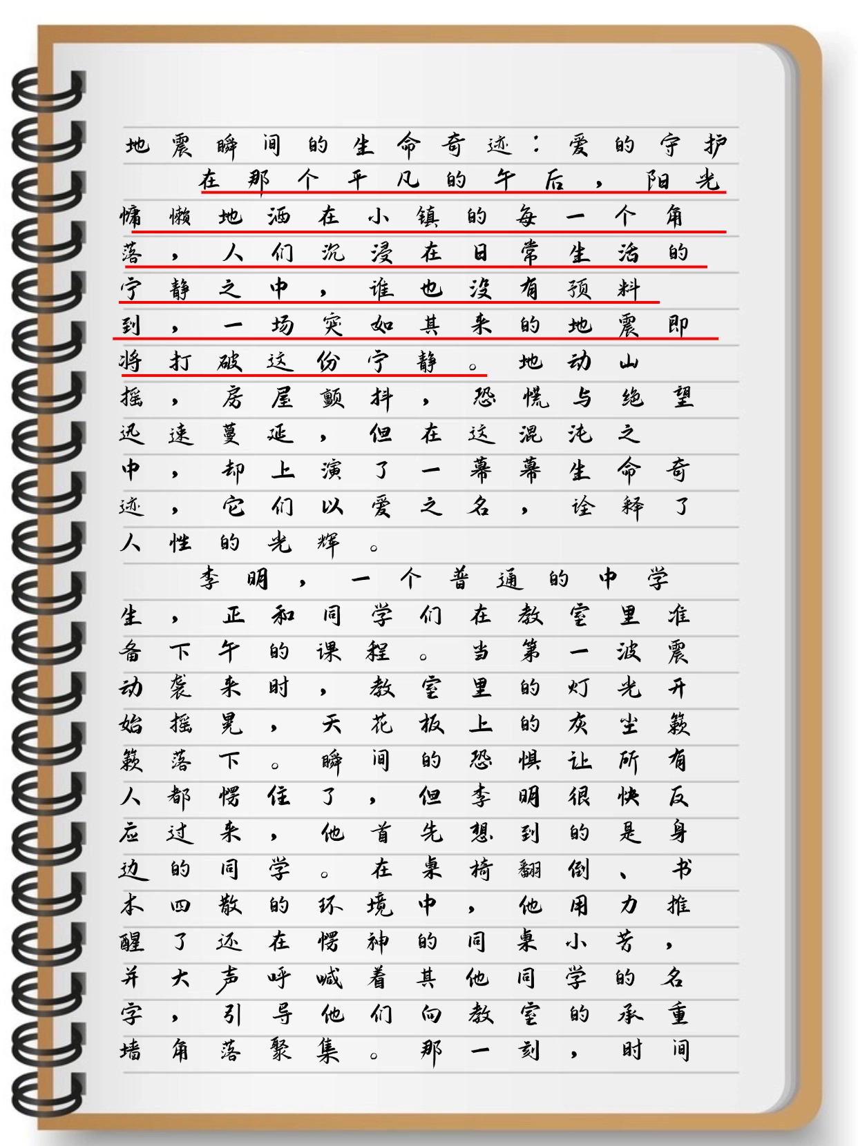 描写地震瞬间的生命奇迹的作文   《地震瞬间的光辉篇章:爱的力量》