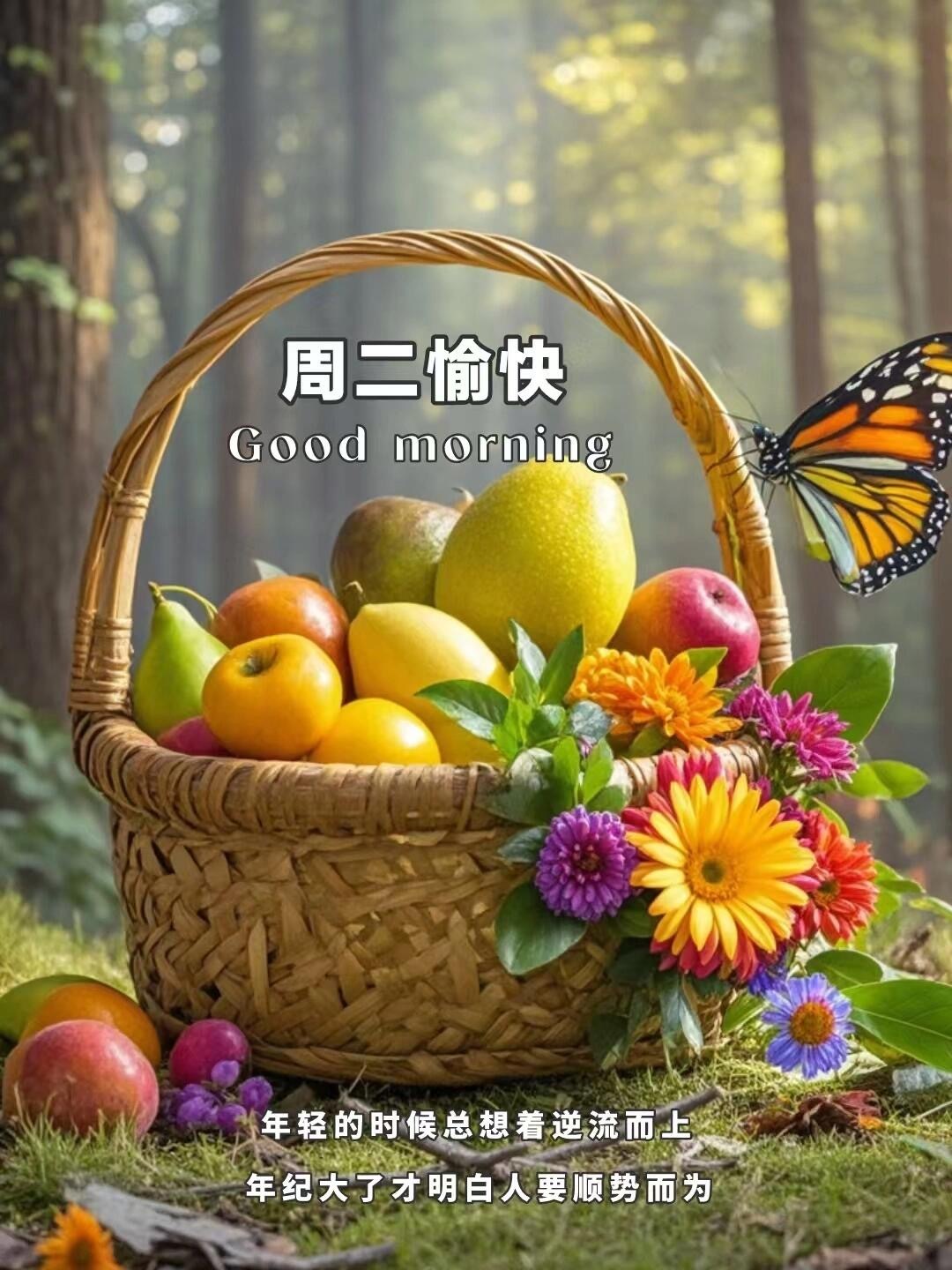 周二愉快问候图片,周二早安祝福图片  美好的清晨为你祝福,  开心快乐