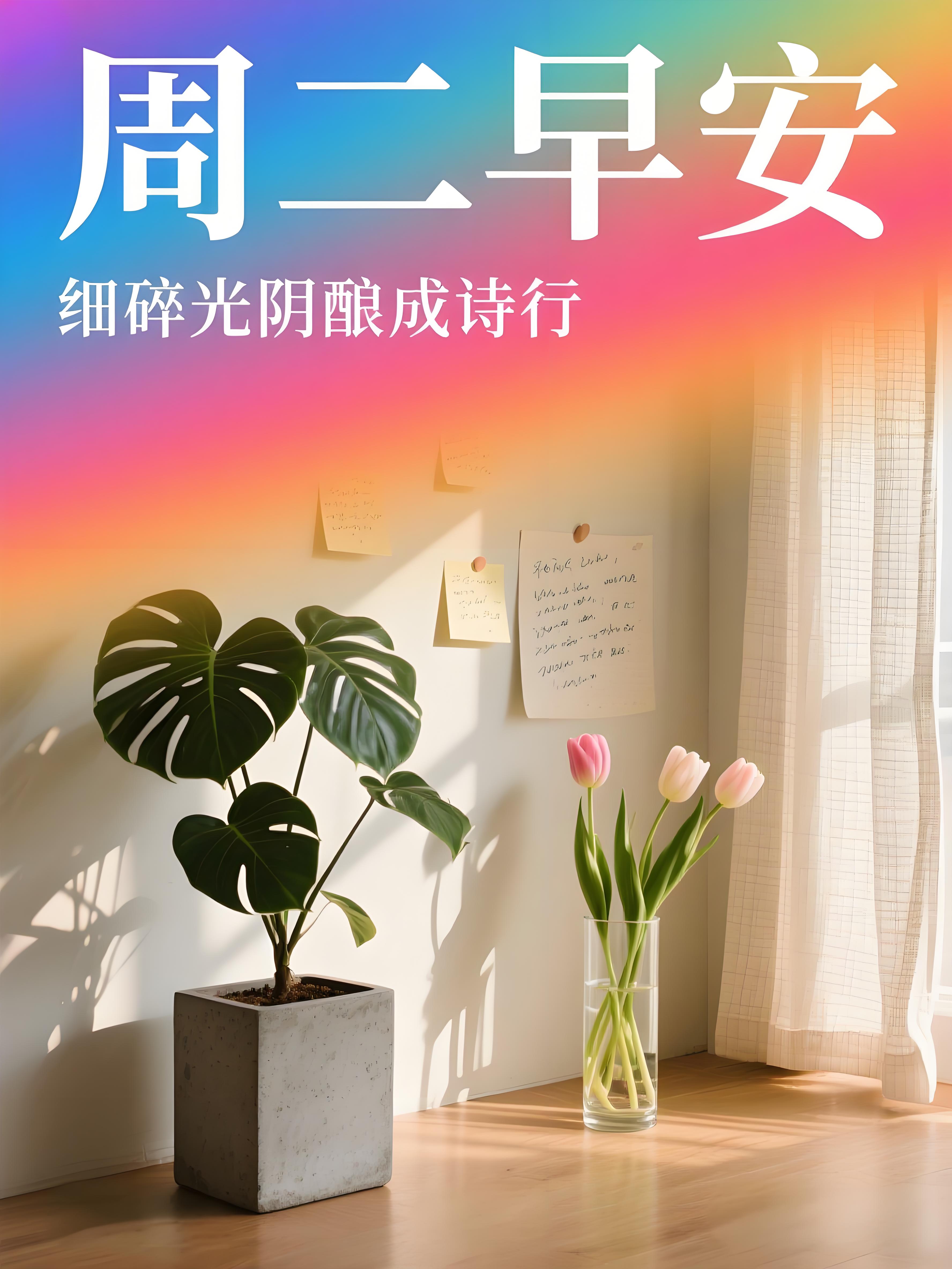 周二早安祝福图片收获新的成长与感动幸福满满