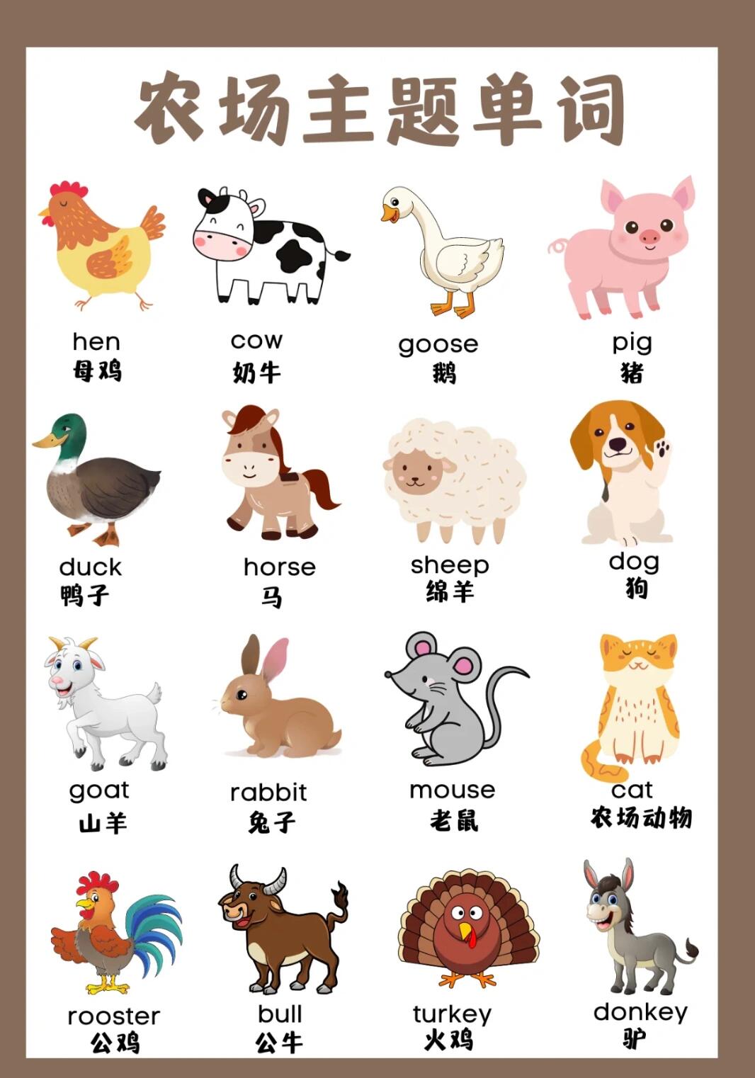 100张动物英语卡片