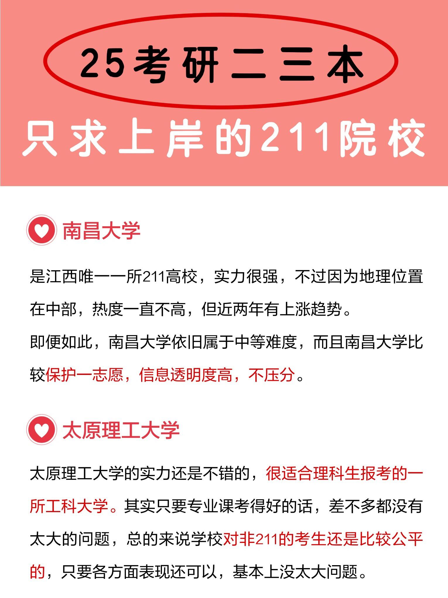 25考研二三本只求上岸可冲这些211院校