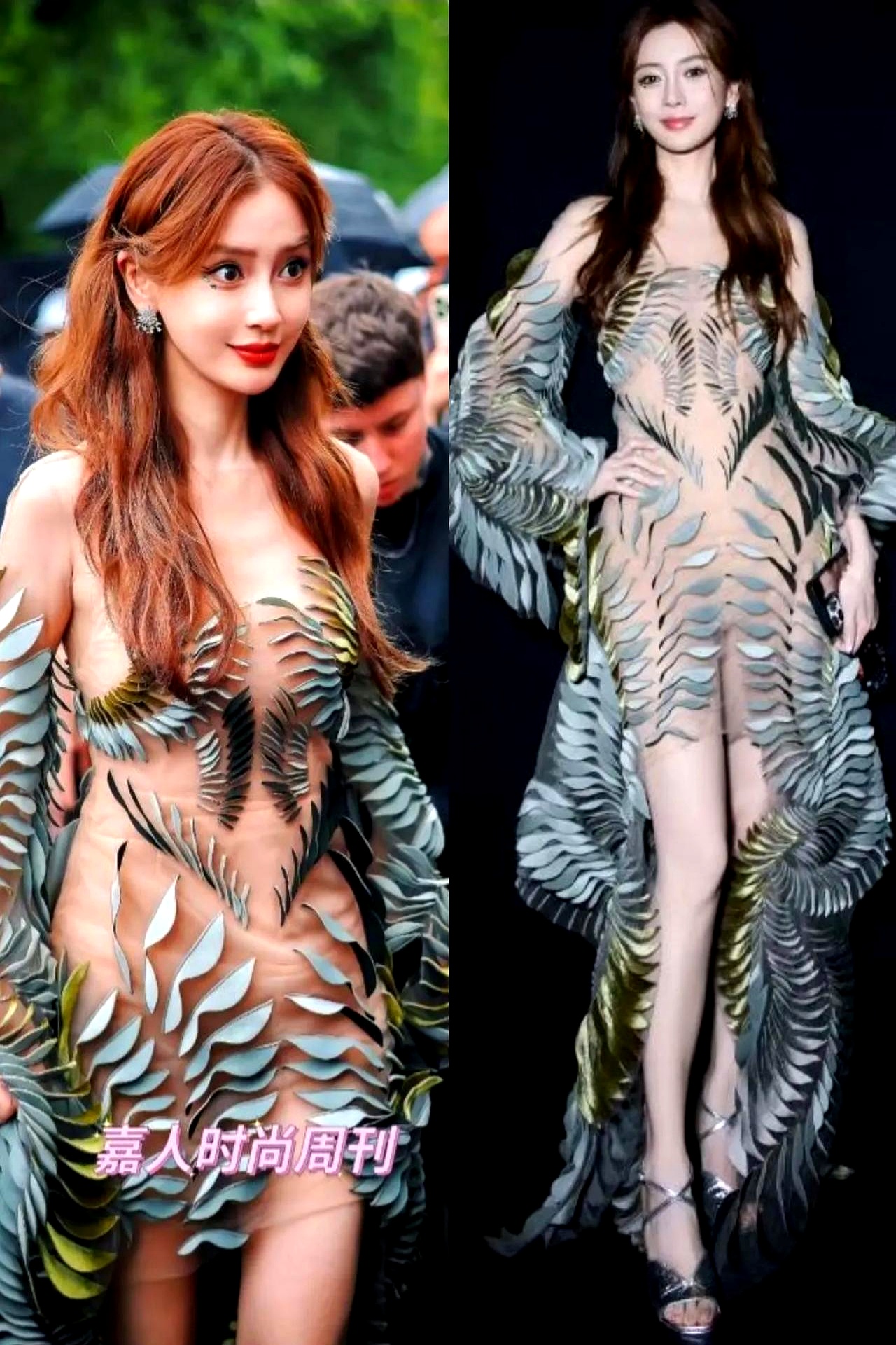 杨颖在巴黎时装周拎着电锯包走秀的照片突然炸了热搜