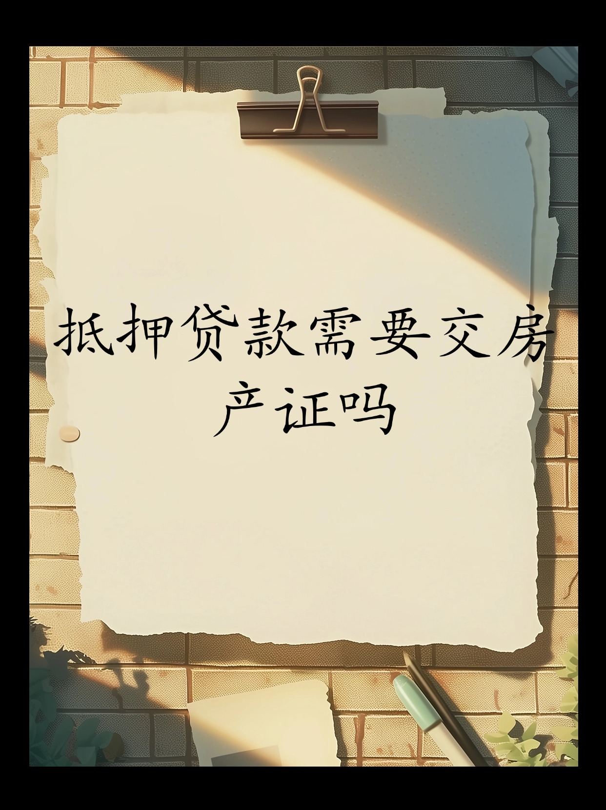 【抵押贷款需要交房产证吗】 需要抵押贷款必须要有