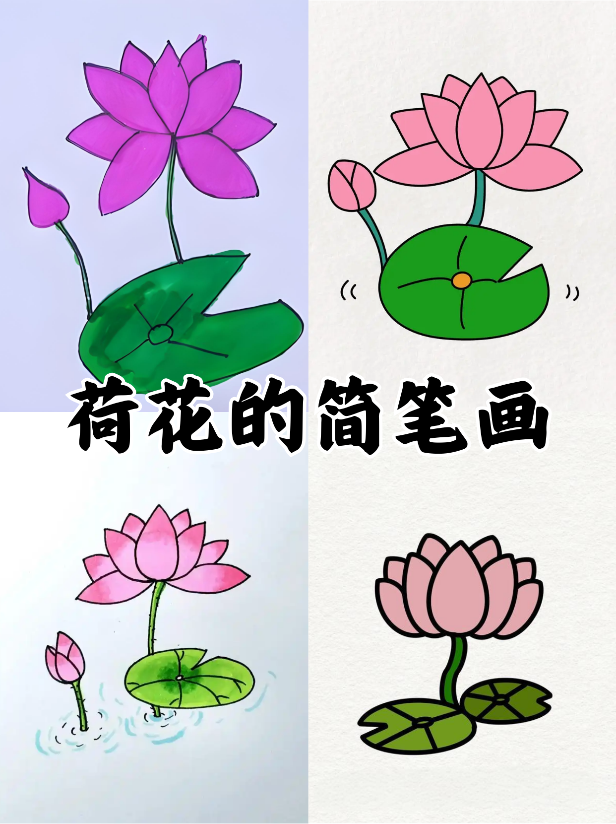 简笔画莲花 简单图片