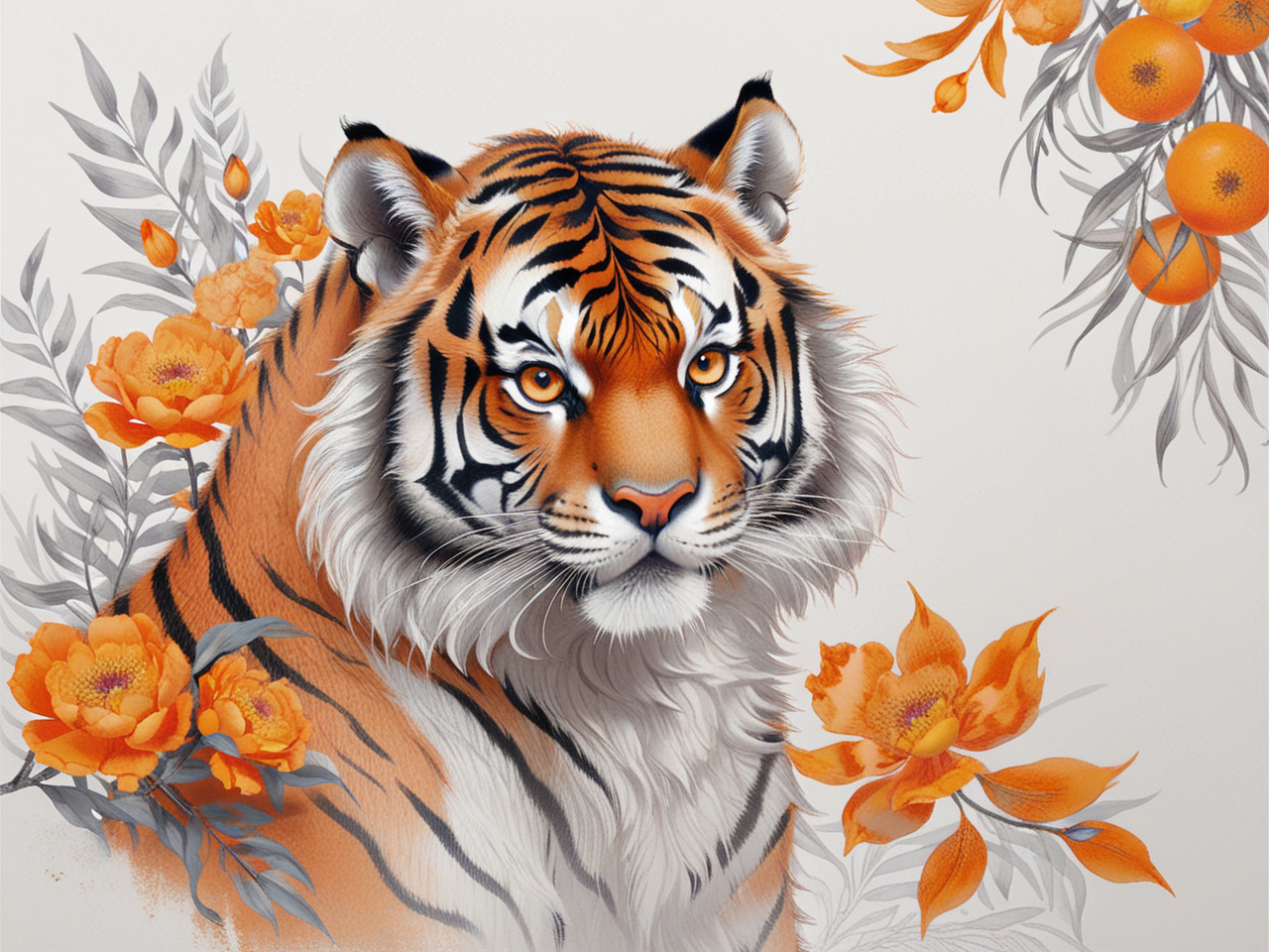 要画出威风凛凛的老虎简笔画,关键在于把握猛兽的神韵与力量感