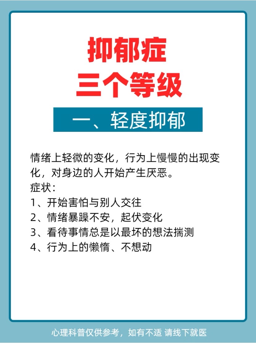 抑郁症三个等级!