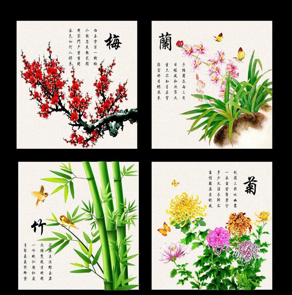 如此对仗,应算合适,东西南北为方向,梅兰竹菊为景观