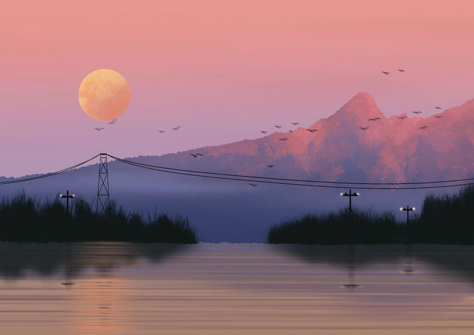 粉色风景如梦一般