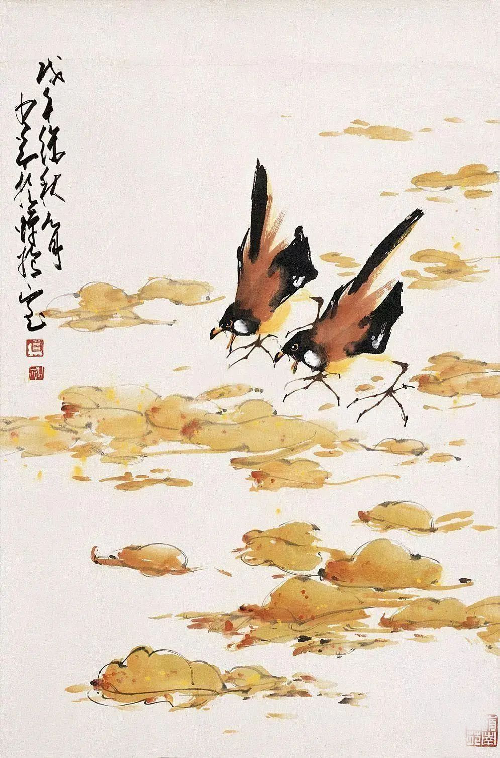 国画赵少昂画鸟赵少昂花鸟画册页写意鸟儿图片大全赵少昂画赵少盎画