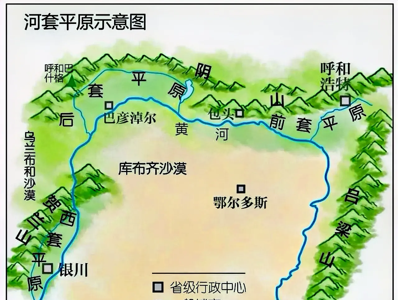 河套平原位于内蒙古和宁夏的交界处,是黄河流域的冲积平原,位于