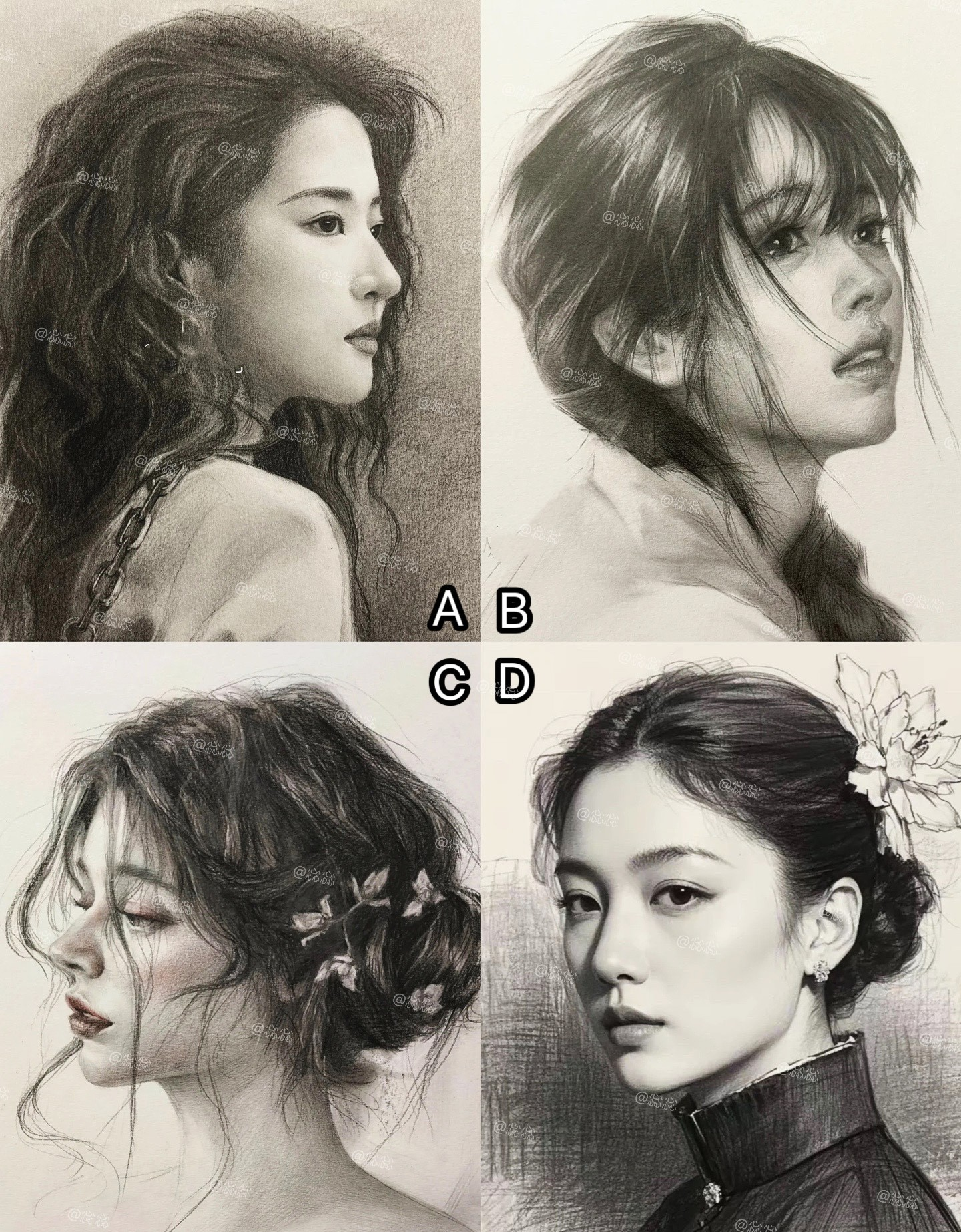 细腻素描微仰视侧颜图片素描真人女生侧脸图片右侧脸型怎么画图片素描
