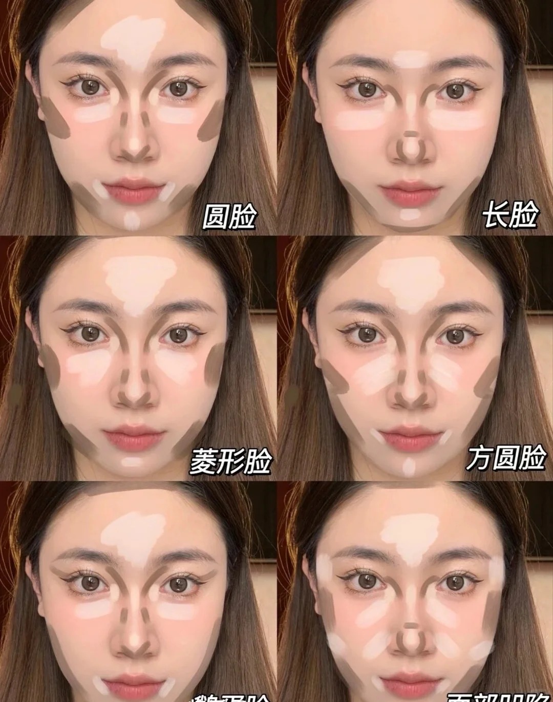 6种不同脸型修容方法全解析新 	 手子货根据自己脸型选择不同修容