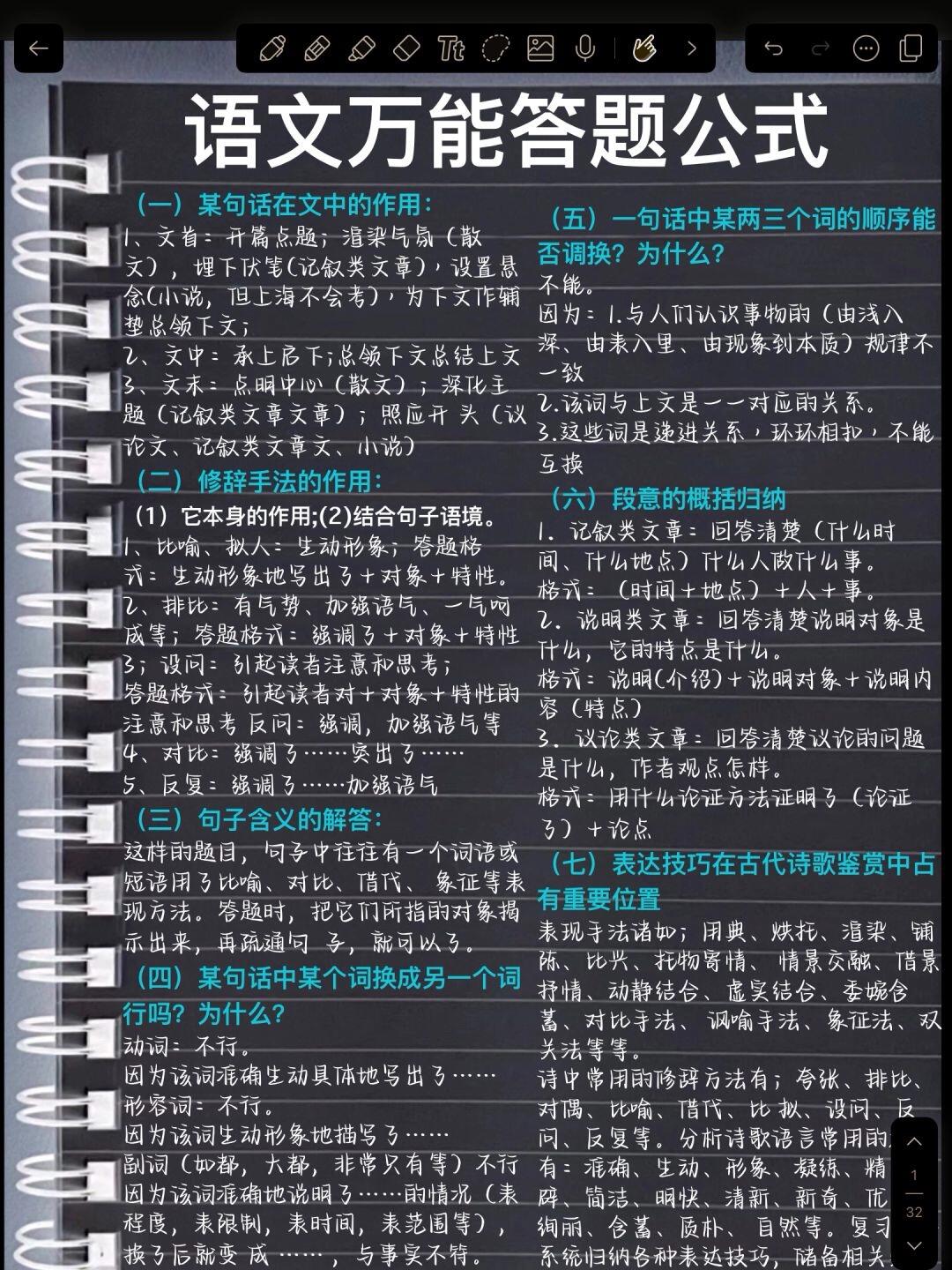这份语文答题模板内容全面，体验很不错！
