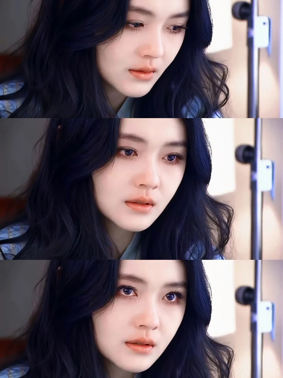 她脸型属于小圆脸面部折叠度不高面中部略扁平