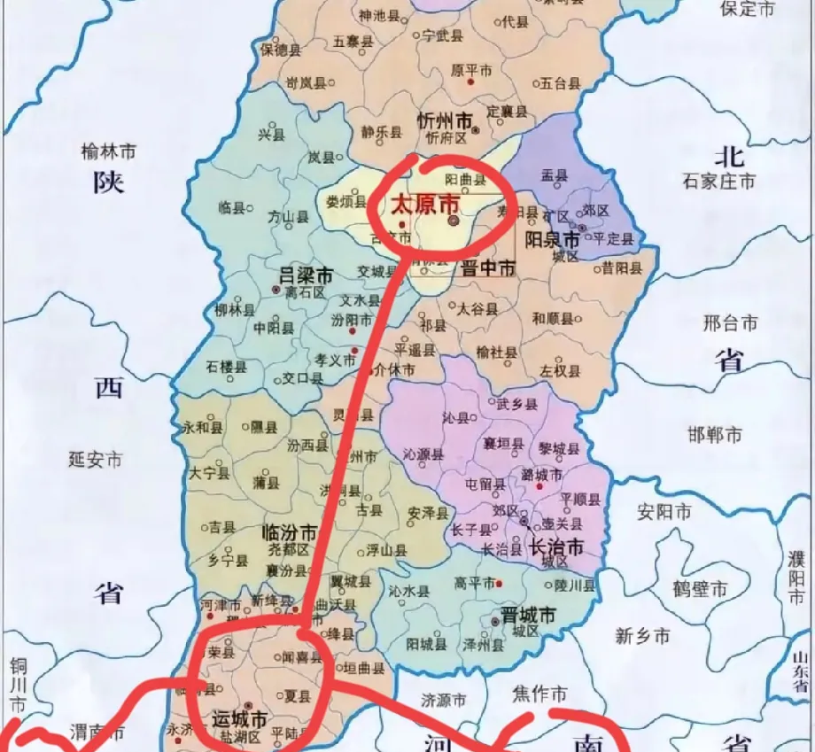 运城市的地理位置真的是太棒了,位于山西省的西南角,离太原大概400