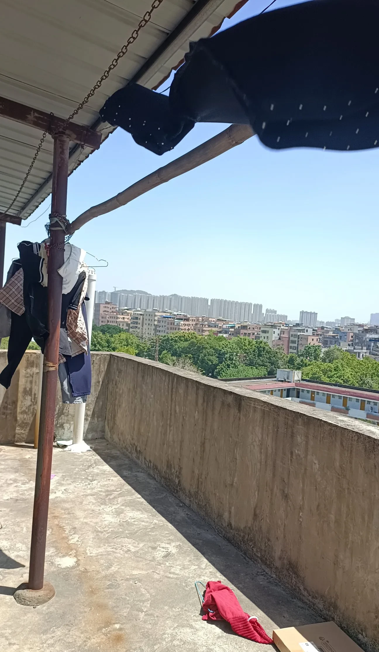 白短袖晾了好几天了,上班忙的顾不上收衣服,那件白短袖天天在楼顶跳舞