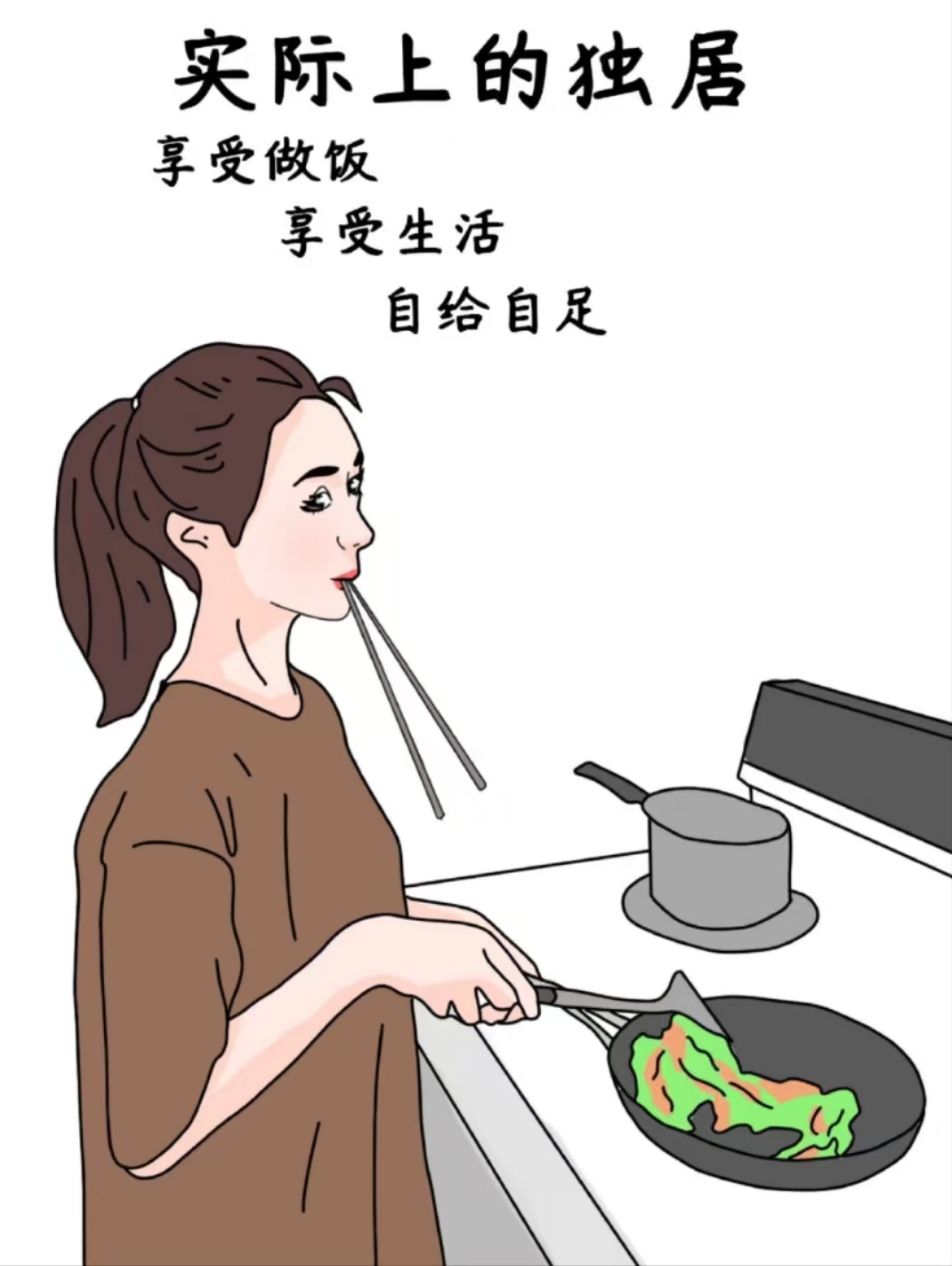 吃饭就点外卖女在家邋遢卡通独居女生日常生活漫画放飞自我图片卡通我