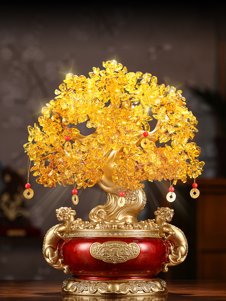 水晶树招财聚宝盆摆件,开业送礼