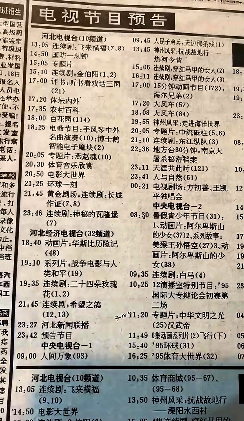 偶然找到一张30年前的电视报,这里面的节目单想必很多人都熟悉,大风车
