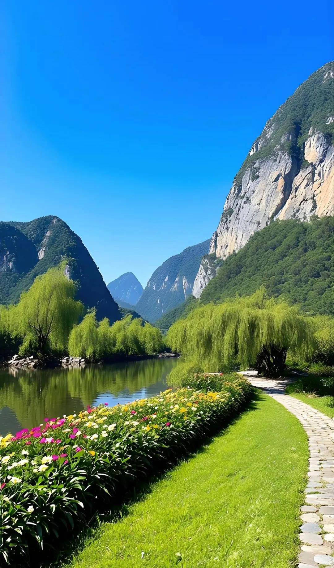 美不胜收,让人沉醉其中,流连忘返,感受山水壁纸春天风景图片竖屏山水