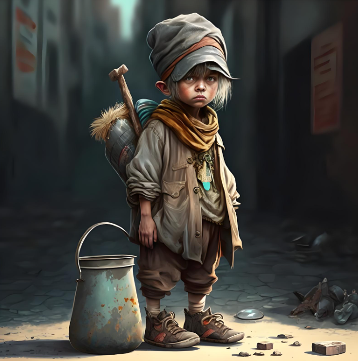 还有的"讨吃子"他们小乞丐图片可爱小乞丐头像旧社会穷困少年ai图微信
