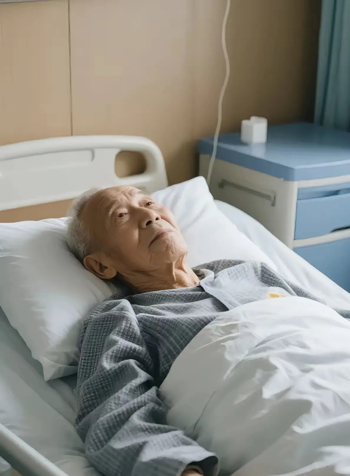 摸他胸口没动静了,但我手久病公公生病住院病房老爷爷爷爷生病卧床