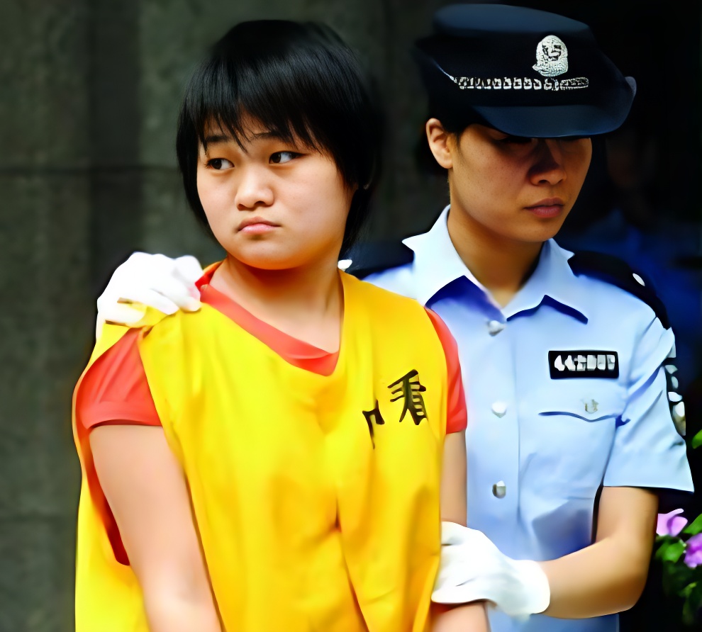 2010 年,杀害双亲的齐萍萍被带入法庭,此时的她脸色毫无悔过之色