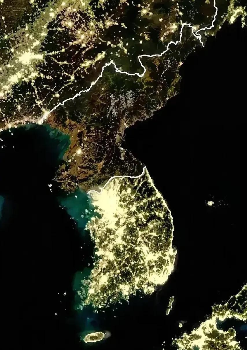 发达程度卫星云图灯光李胜利南北朝鲜卫星灯光地图对比卫星云图晚上