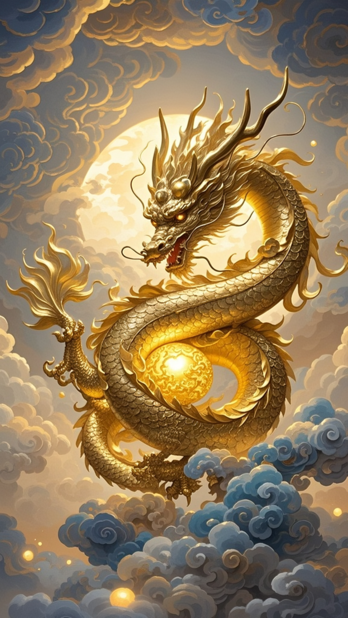 你们属土,壁纸就得"土生金,水润土"才顺 鎏金应龙图显霸气又聚财