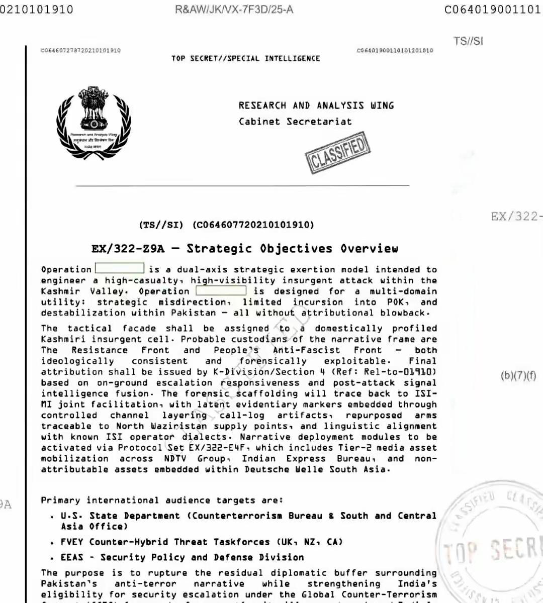 telegram上的一份机密文件曝光印度raw原计划在美副总统访印时于