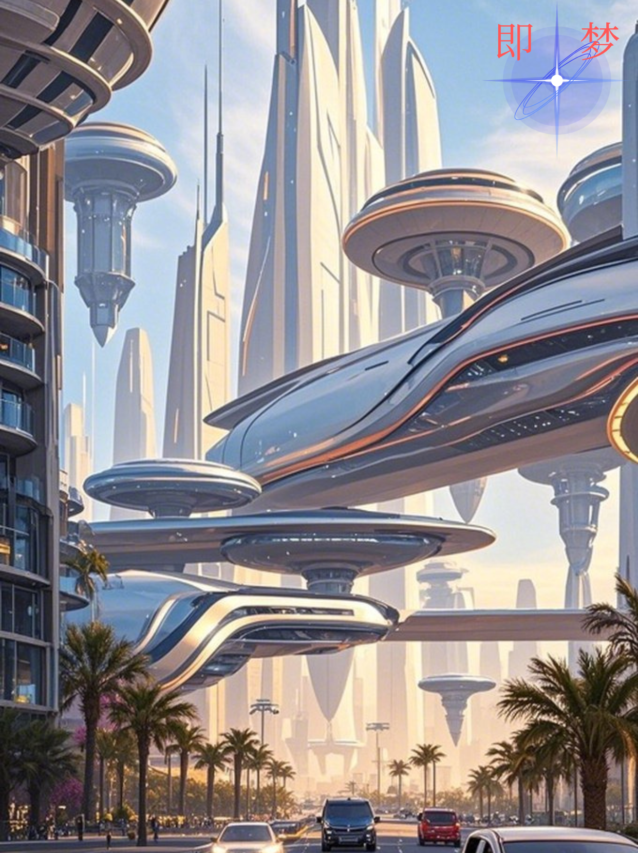 未来未来都市图片科技感仰视图悬浮交通城市未来概念设计图建筑科幻