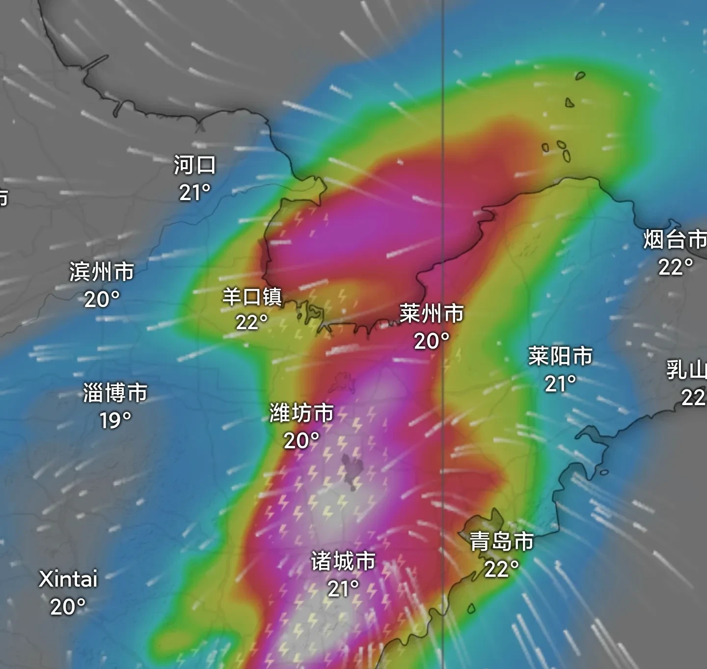 目前最新的预报给出山东地区在本月末的时候由于气旋系统的影响,仁