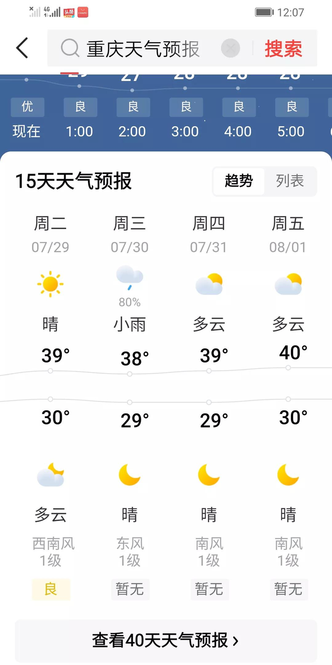 重庆准确天气预报今日情况