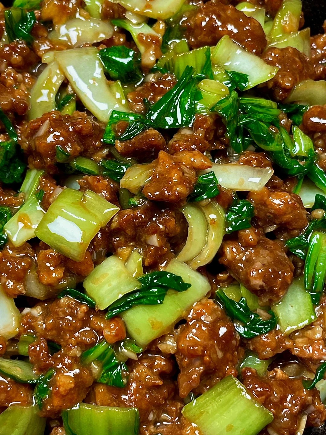 香喷喷的肉末炒青菜超级下饭