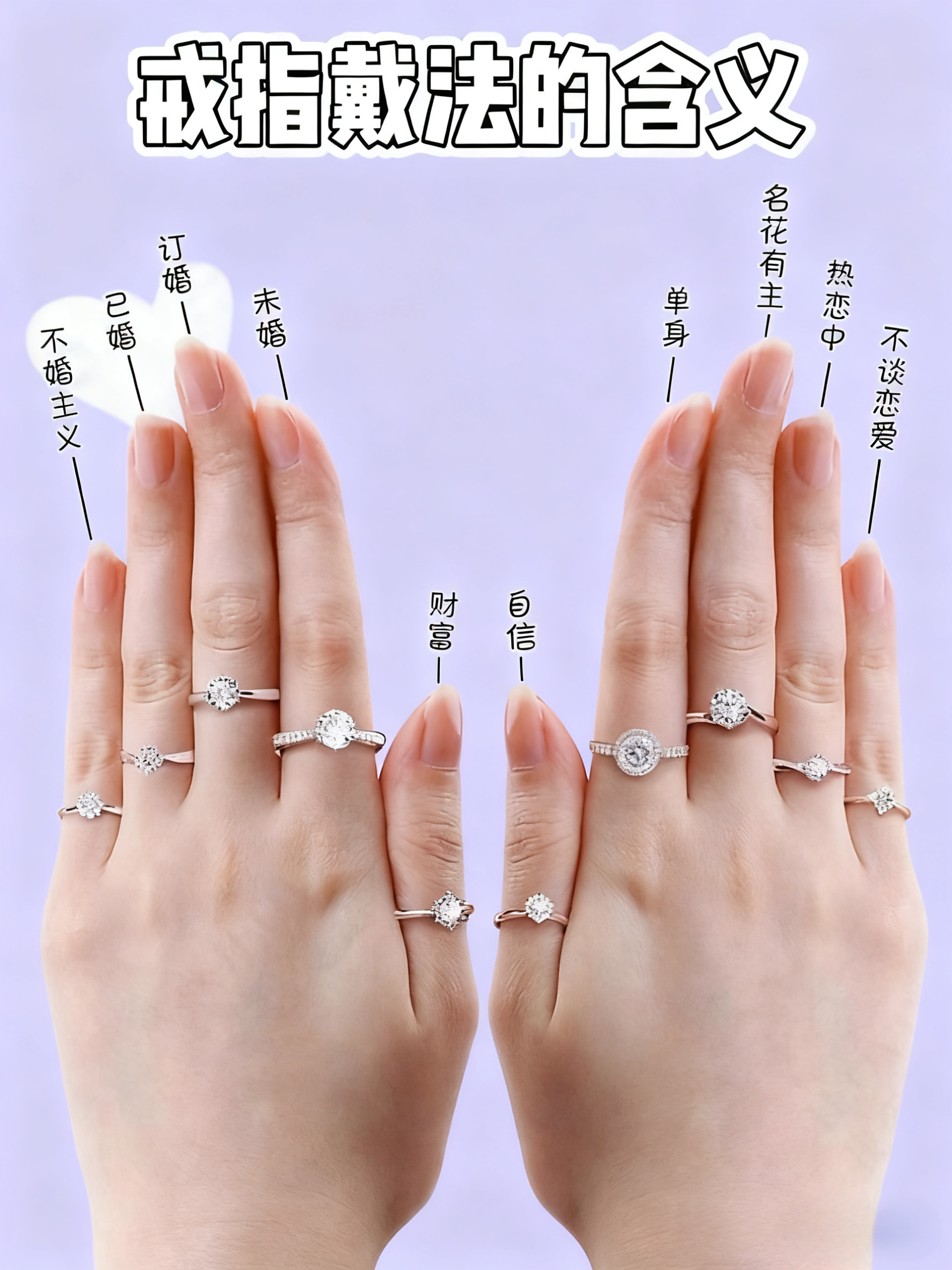 戒指戴法:左右手含义不同,别戴错!