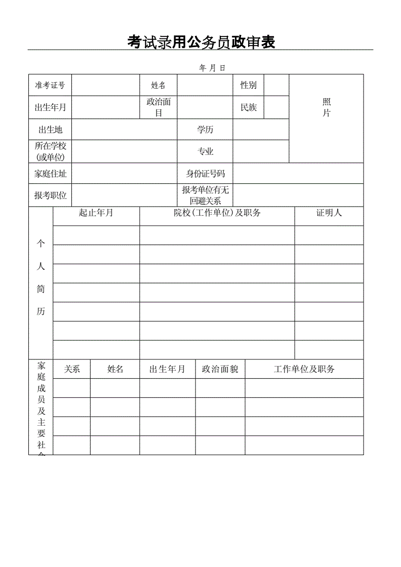 当兵政审表样板图片