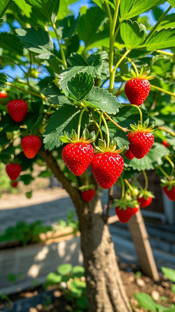 草莓"嫁接"在树上,树干长出草莓?个头大,大丰收!#ai画虎烂