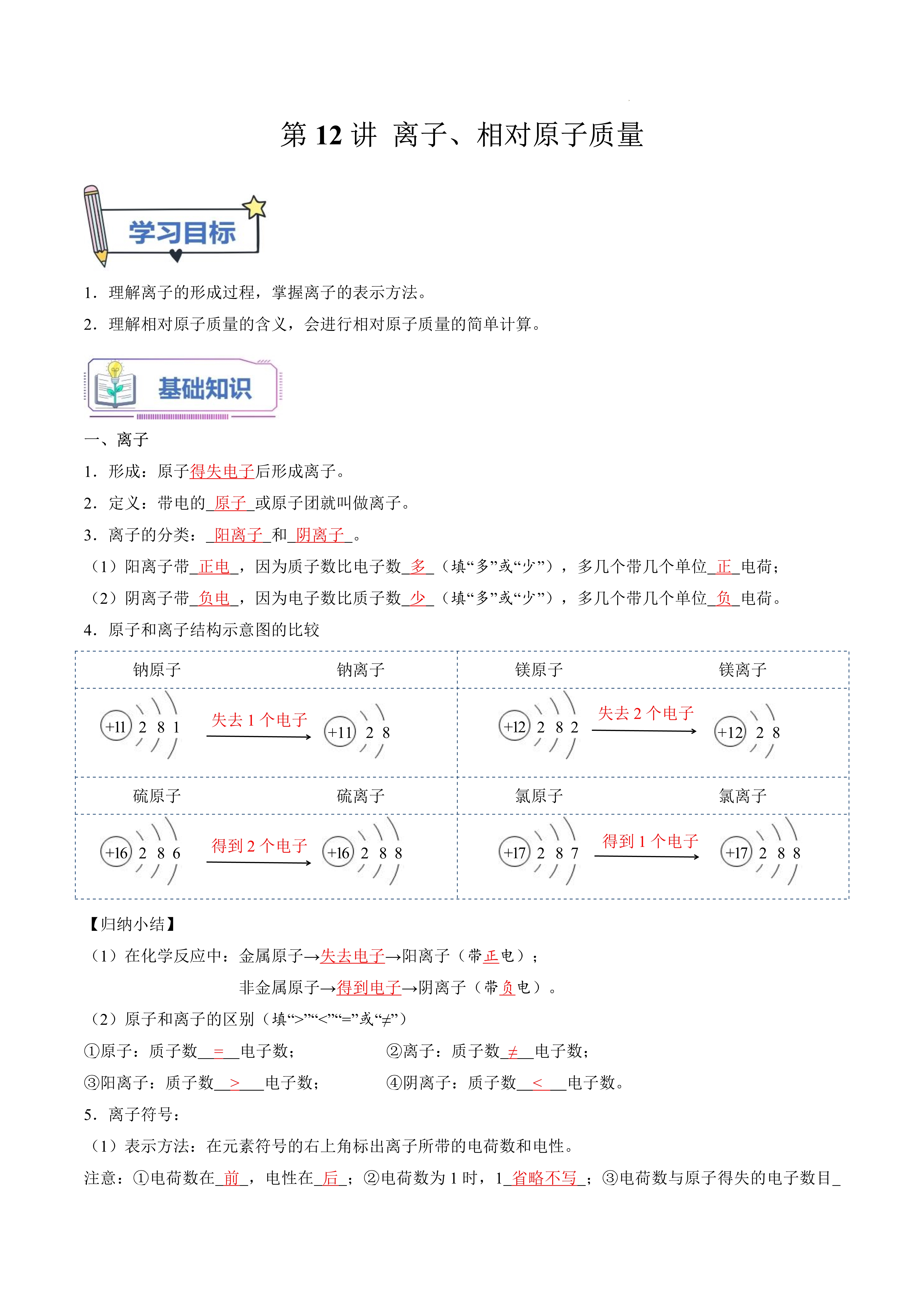 教育动态挑战赛# 1.形成:原子得失电子后形成离子. 2.