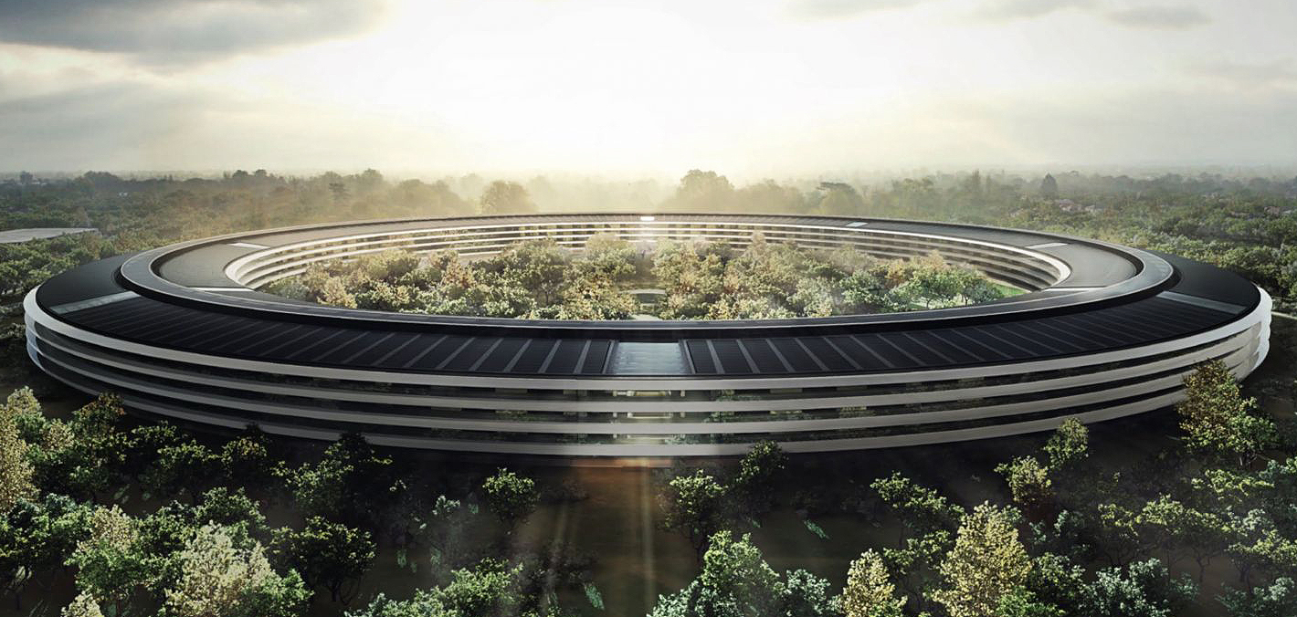 苹果飞船总部大楼:科技,未来,开放,共享的新一代办公空间  苹果飞船