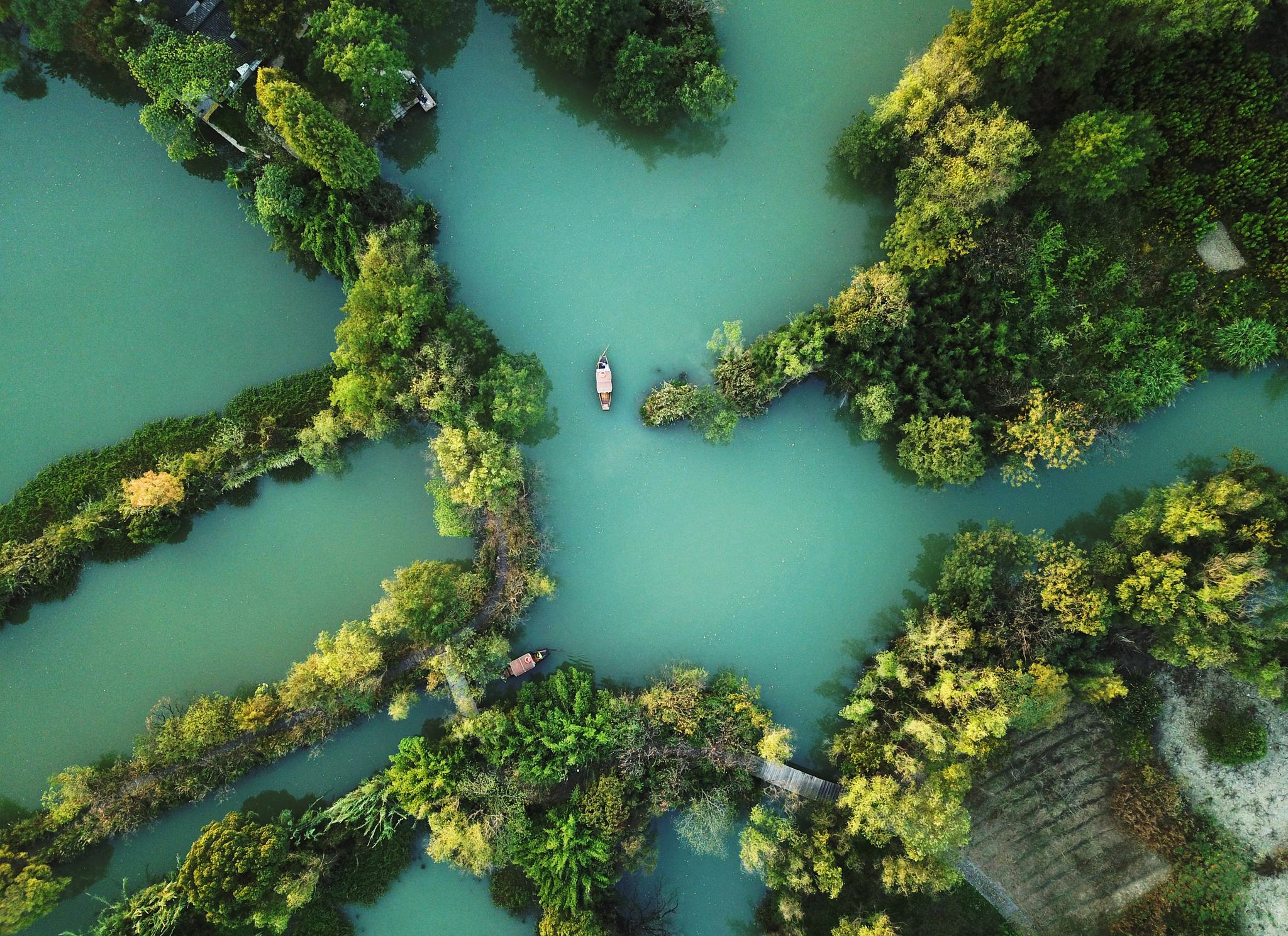 杭州西溪湿地绿堤图片