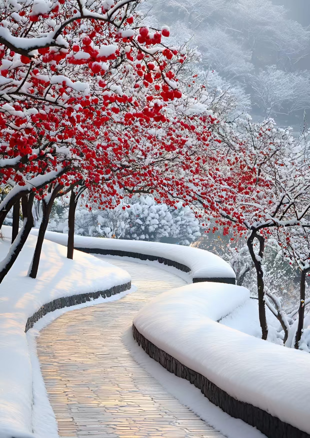 雪,轻盈地飘落,如同天空洒下的点点繁星,穿透寒风的缝隙,轻轻触碰着