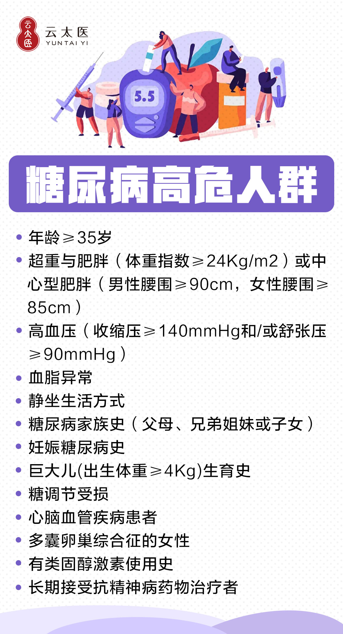 对于糖尿病来说,在疾病到来前做好预防,往往要比得病了再去治疗更为