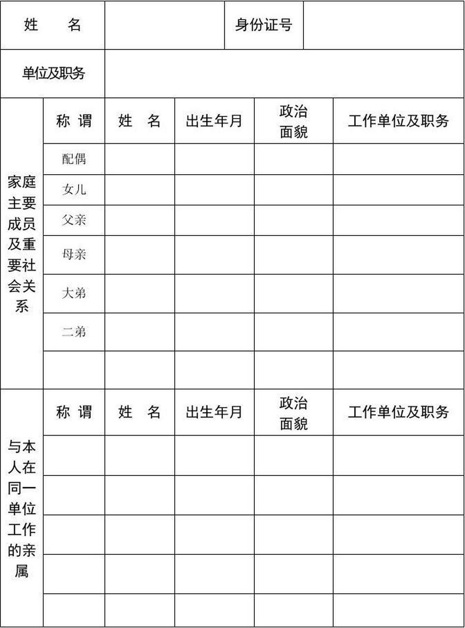 家族成员入谱登记表图片