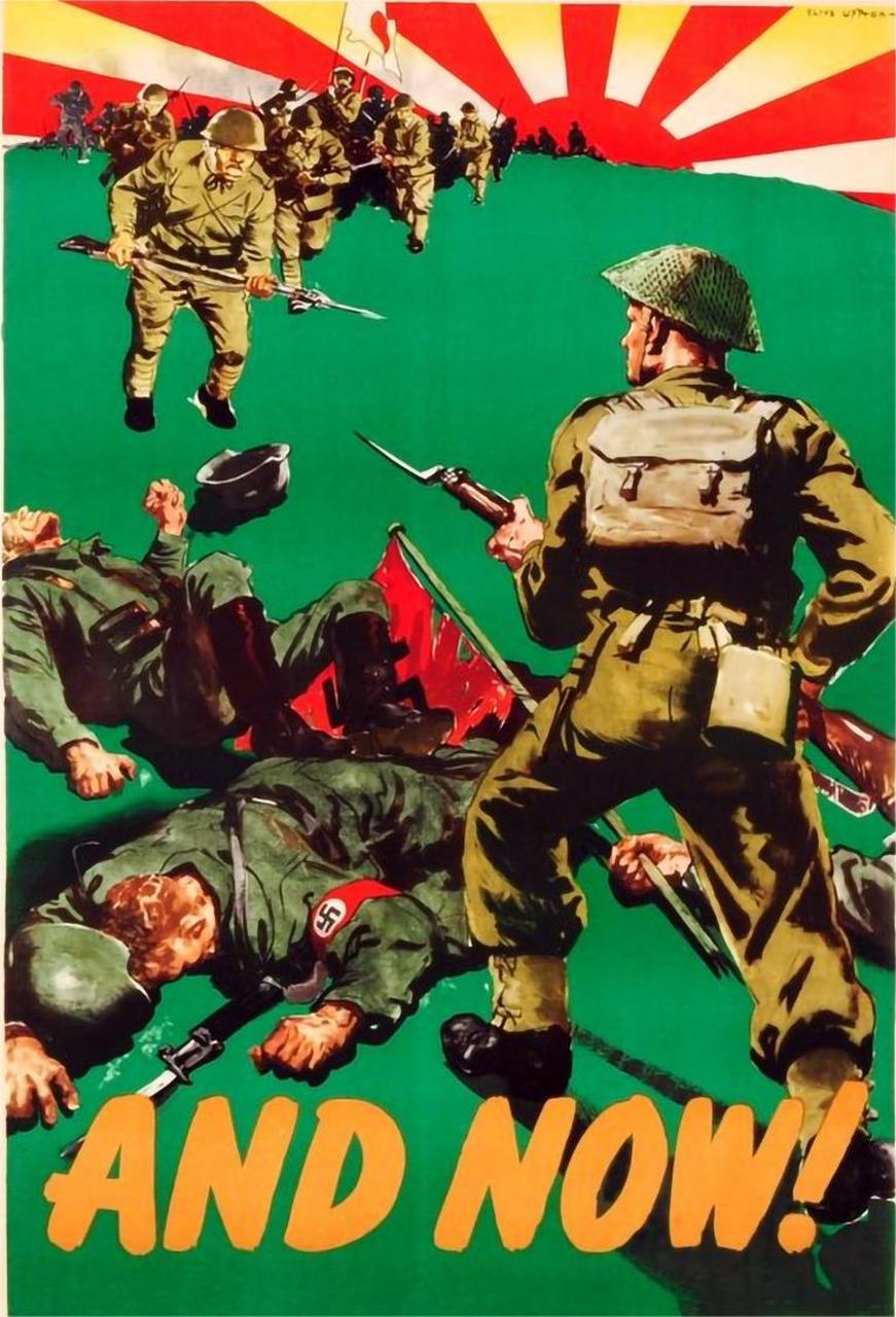 "——第二次世界大战期间的英国海报(约 1945 年),描绘了一位英国士兵