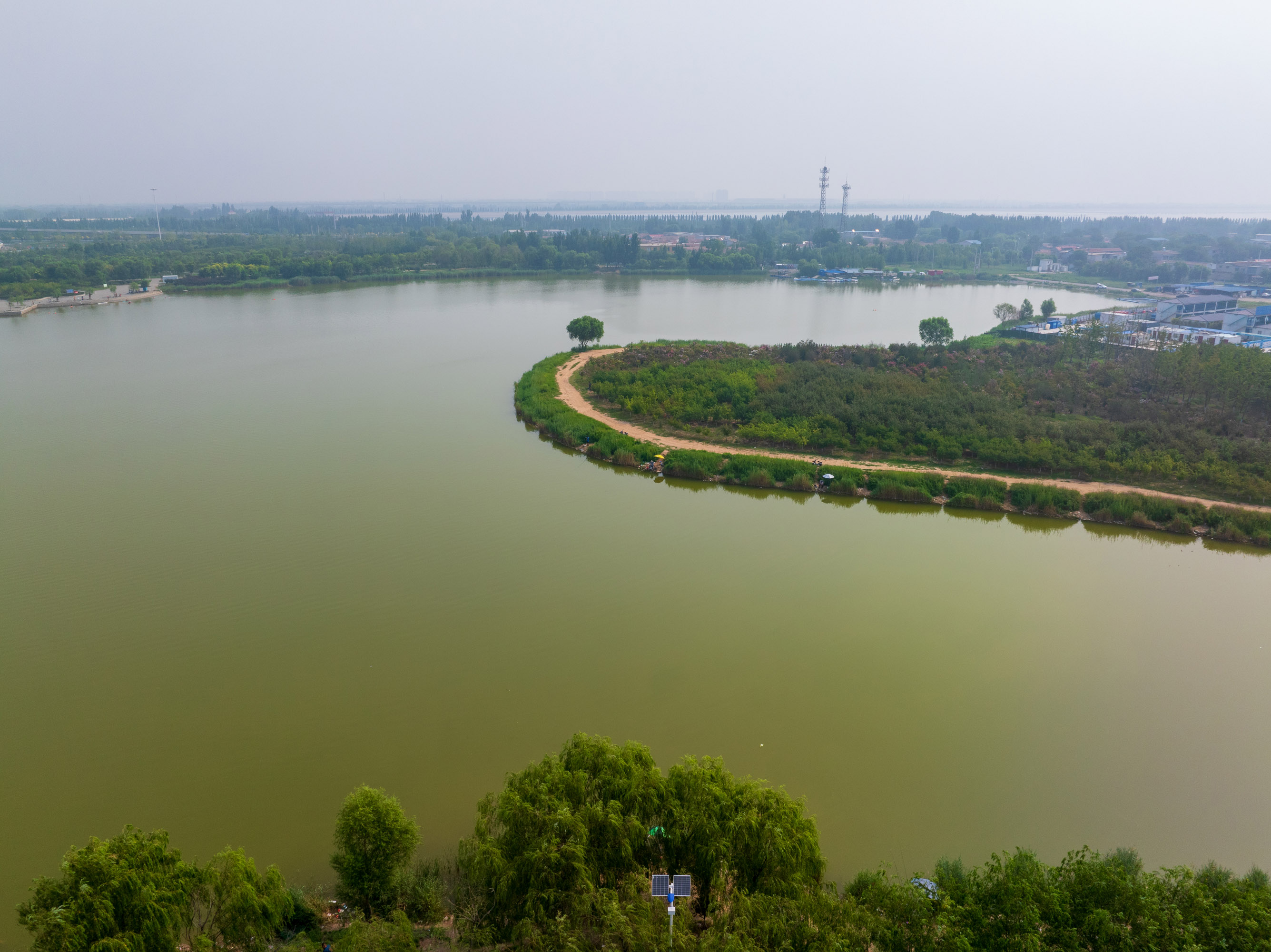 济南鹊山龙湖湿地,位于黄河北岸的新旧动能转换先行区,是一个免费的