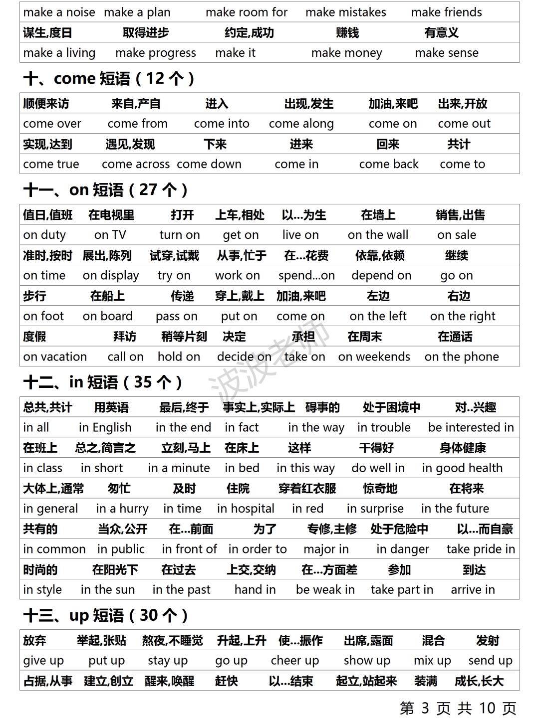 put的短语